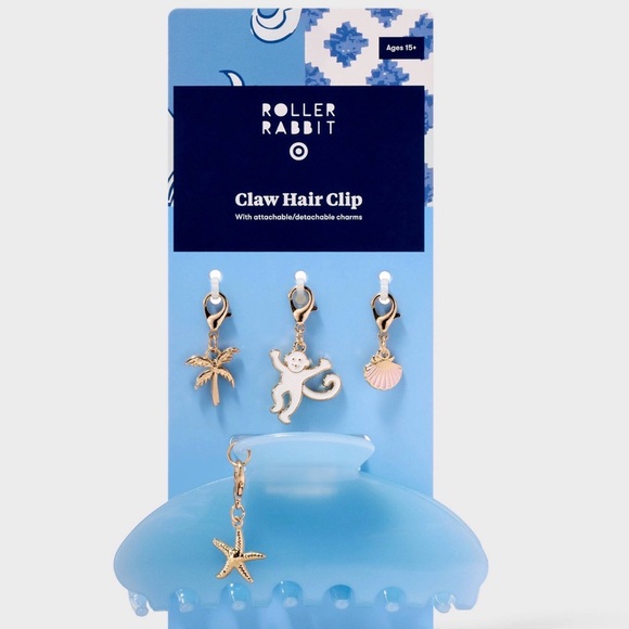 💙🩵Roller Rabbit x Target Light Blue Hair Clip with Gold Charms - Picture 4 of 5
